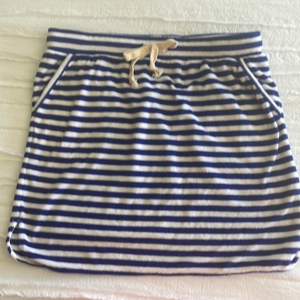 J. Crew Terry Cloth Blue and White Stripe Skirt Small
